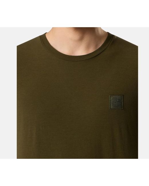 Stone Island Green Logo-Patch T-Shirt for men