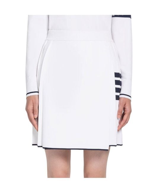 Thom Browne White 4-Bar High Waist Pleated Skirt