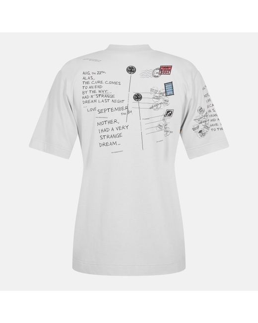 Fendi White Postcard Regular Fit T-Shirt for men