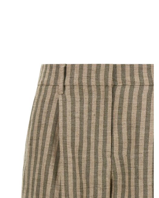 Brunello Cucinelli Natural Striped Pleated Shorts
