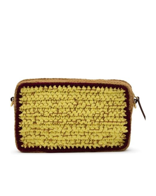 Marni Yellow Textured Woven Designed Shoulder Bag