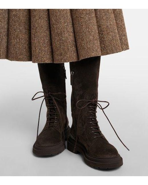 Brunello Cucinelli Black Monili Lace-Up Boots