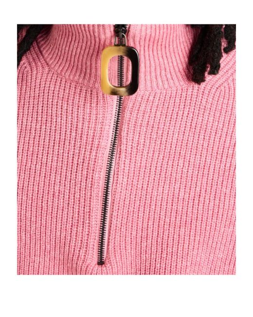 J.W. Anderson Pink Jw Anderson Half-Zip High Neck Knitted Sweater for men