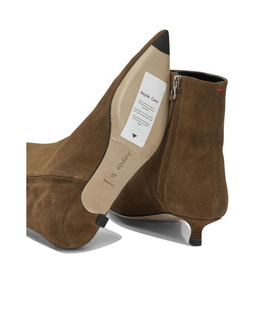 Aeyde Brown Pointed-Toe High-Heeled Ankle Boots
