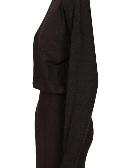 P.A.R.O.S.H. Black Boat-Neck Midi Dress