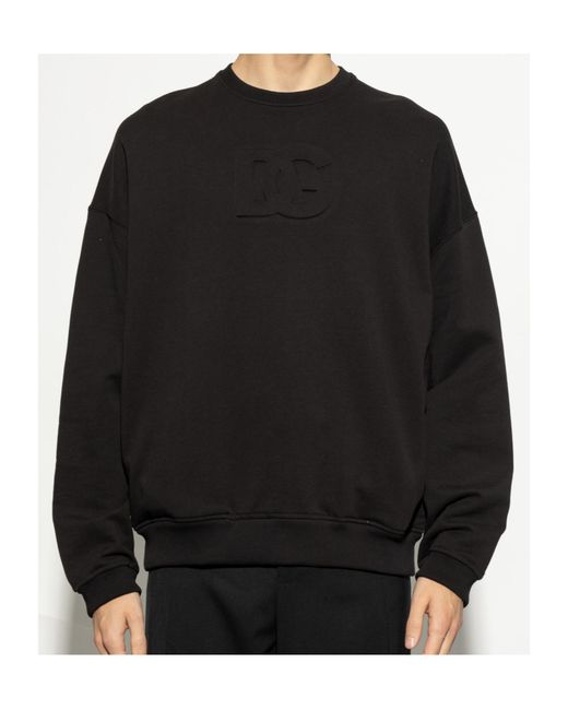 Dolce & Gabbana Black Logo Embossed Crewneck Sweatshirt for men