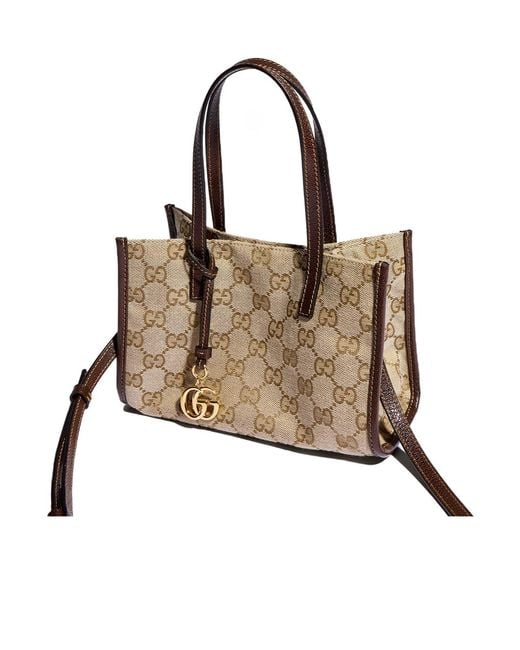 Gucci Natural Small Tote Bag With Double G Charm