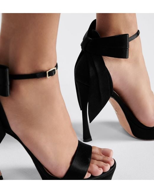 Dior Black Christian Bow-Detail Satin Platform Sandals