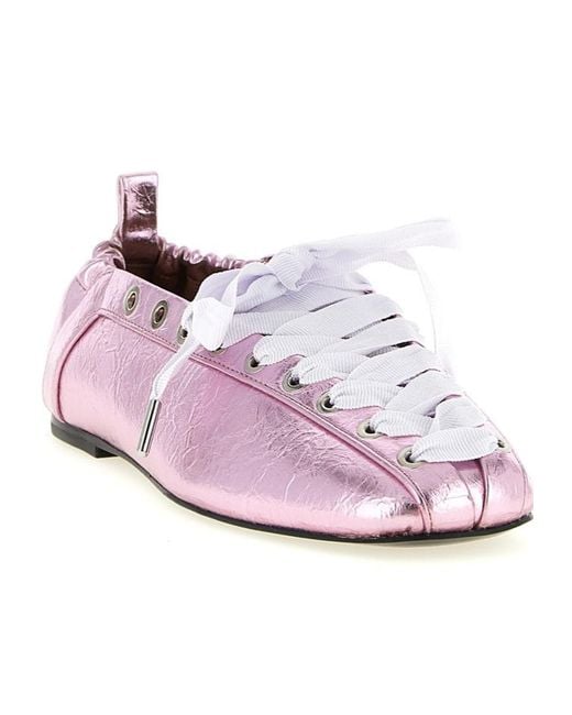 Ganni Pink Lace-Up Ballerinas