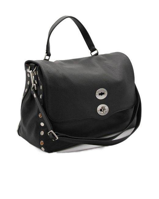 Zanellato Black Postina Daily Twist-Lock Medium Tote Bag