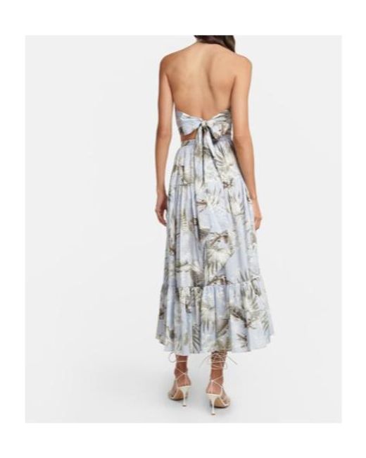 Erdem Blue Olympia Printed Cotton Midi Skirt