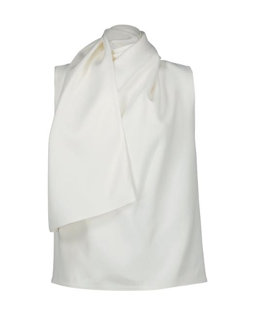 Khaite White Wrap Detailed Sleeveless Top