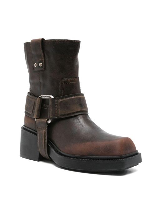 Vic Matié Black Buckle-Loop Motorcycle Boots
