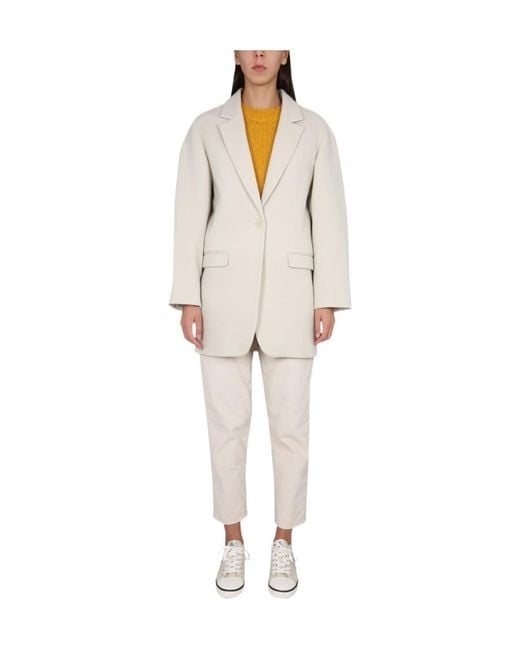 Isabel Marant White V-Neck Single-Button Coat