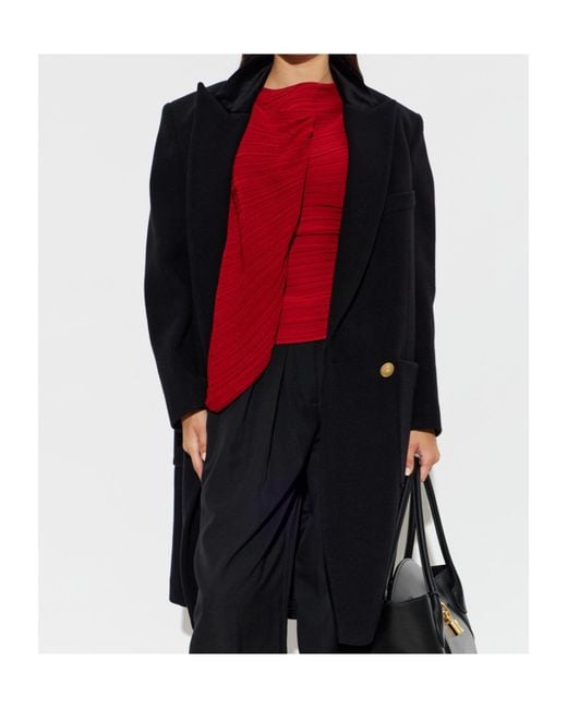 Balmain Black Double-Breasted Tailored Coat