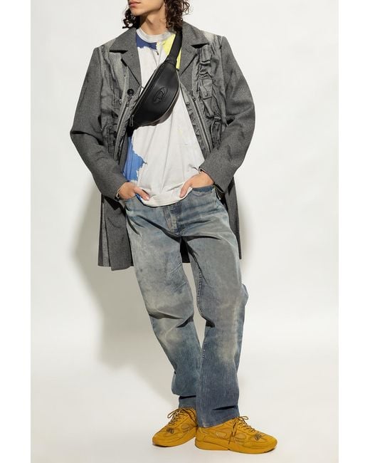 DIESEL Blue Logo Patch Straight Leg Jeans for men