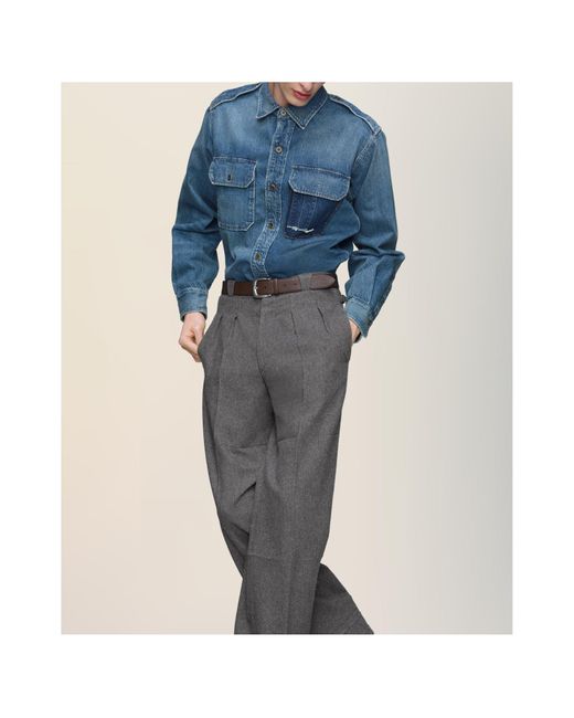 Maison Margiela Blue Flap Pocket Denim Shirt for men