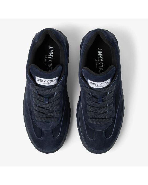 Jimmy Choo Blue Midnight Velvet Suede Low Top Trainers for men