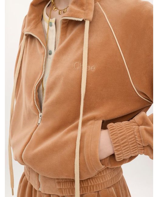 Chloé Brown Chloé High-Neck Logo Track Jacket