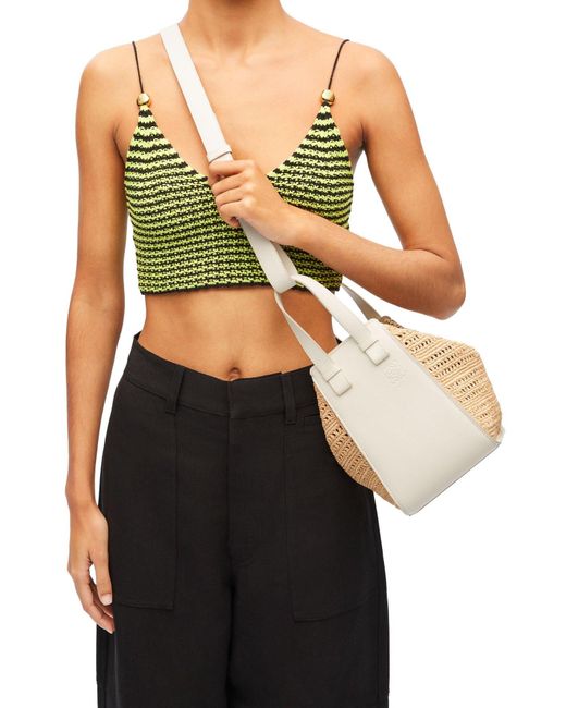Loewe White Small Woven Shoulder Bag