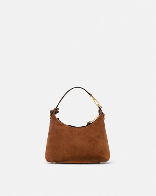 Versace Brown Logo-Lettering Zipped Handbag
