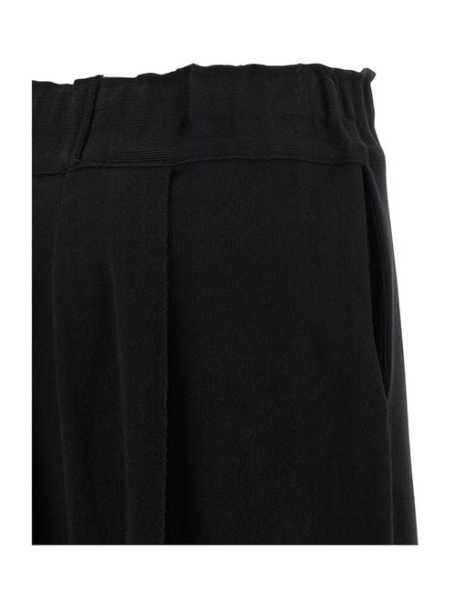 Issey Miyake Black Wide-Leg Cropped Trousers