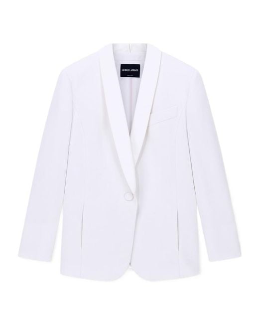 Giorgio Armani White Single-Breasted Long-Sleeved Jacket