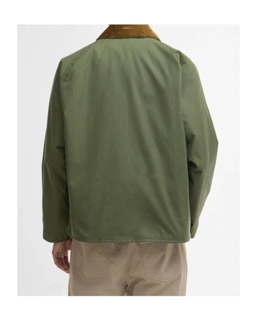 Barbour Green Corduroy Collar Buttoned Jacket for men