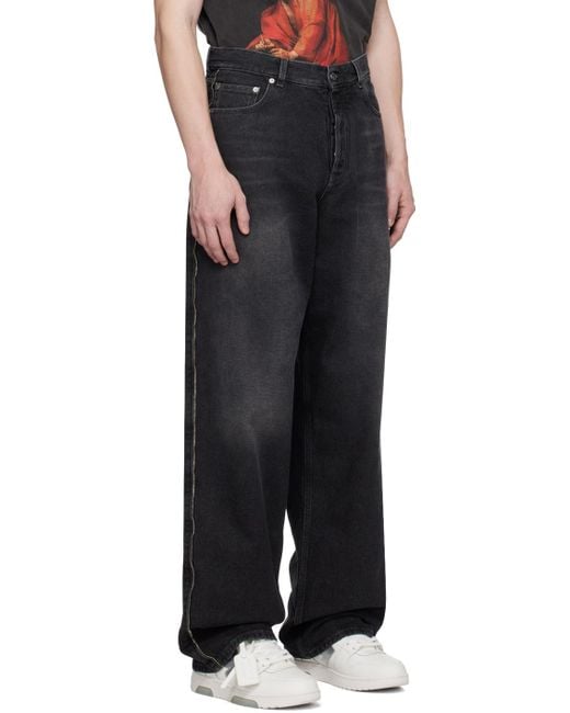Off-White c/o Virgil Abloh Black Zip-Trim Loose-Fit Jeans for men