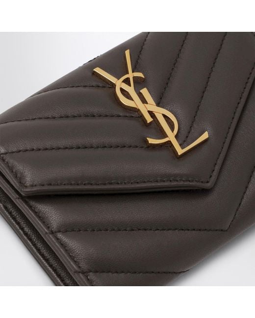 Saint Laurent Green Cassandre Matelassé Small Envelope Wallet