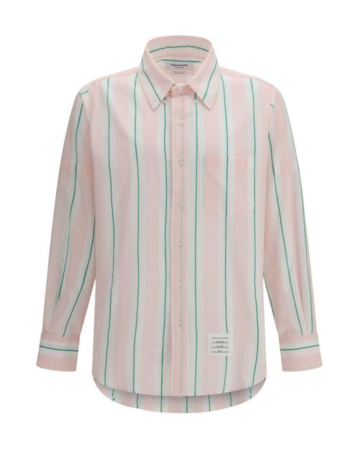 Thom Browne White Striped Button-Down Shirt for men