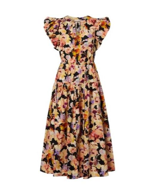 Ulla Johnson Multicolor Marin Floral Cotton Poplin Midi Dress