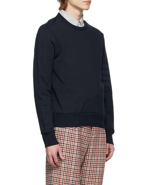 Thom Browne Blue Bar Crewneck Sweatshirt for men