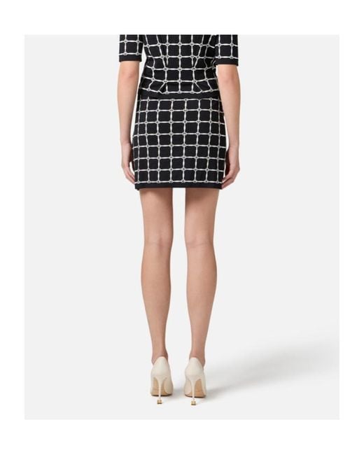 Elisabetta Franchi Black Jacquard Logo Miniskirt With Buttons