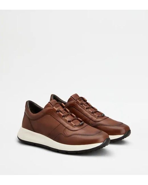 Tod's Brown Elasticated-Lace Sneakers for men