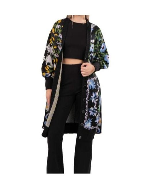 Farm Rio Black Long-Sleeve Knit Top