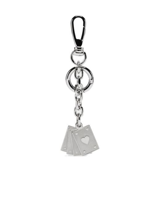 Maison Margiela White Playing Card Charm Keyring for men