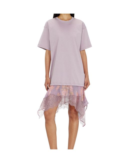 DIESEL Pink Crewneck Lace Detail Dress