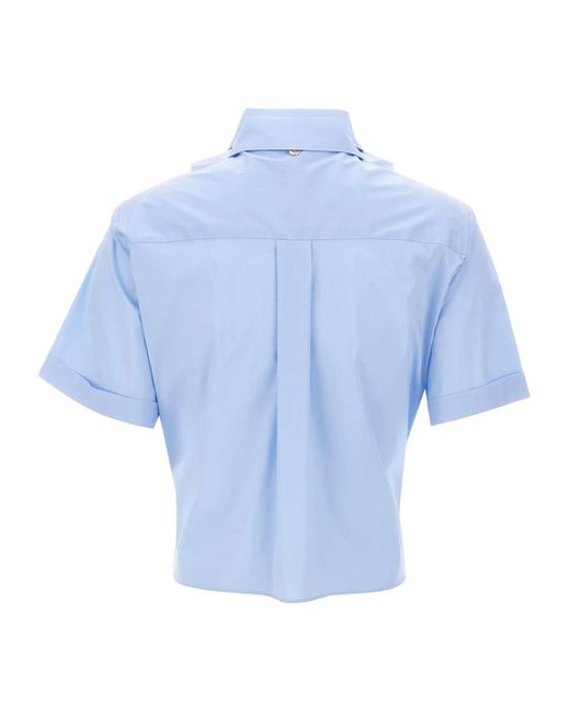 Liu Jo Blue Cropped Tie-Front Shirt