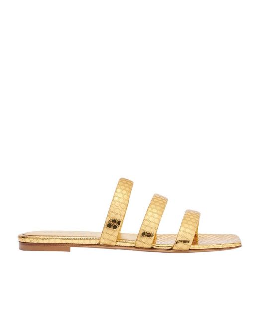 Casadei Metallic Atomium Multi-Strap Flat Sandals