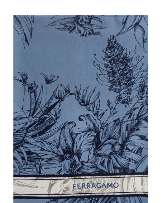 Ferragamo Blue Pattern Scarf
