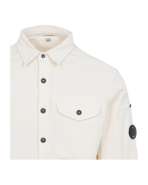 C P Company White Pocket-Lens Shirt for men