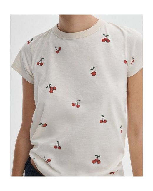 Rag & Bone White Cherry-Printed Crewneck T-Shirt