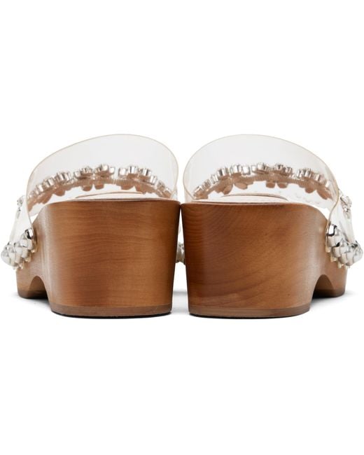 Simone Rocha White Embellished Scalloped Wooden Clog Sandals