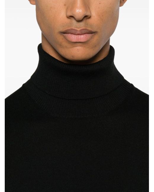 Fay Black Dolcevita Roll-Neck Long-Sleeved Jumper for men