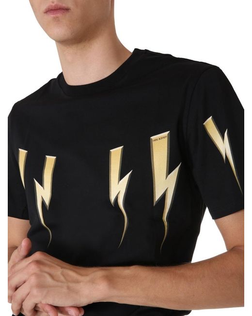 Neil Barrett Black Thunderbolt Printed T-Shirt for men