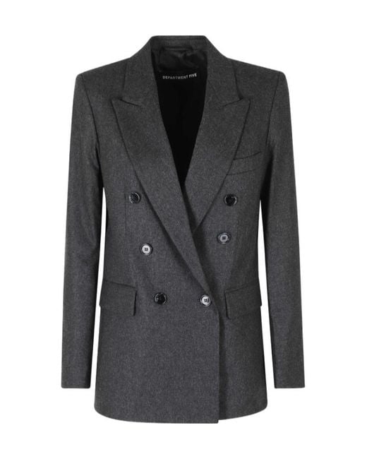 Department 5 Black Double-Breasted Blazer