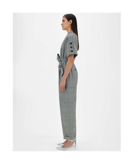 Max Mara Gray Wool Lapel Jumpsuit