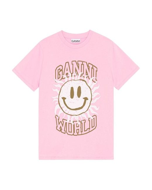 Ganni Pink Smiley T-Shirt