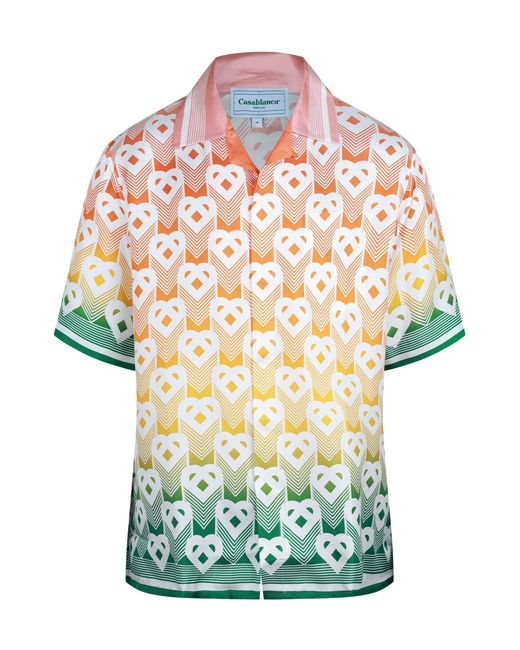 Casablanca Multicolor Gradient Heartpattern Campcollar Shortsleeve Shirt for men